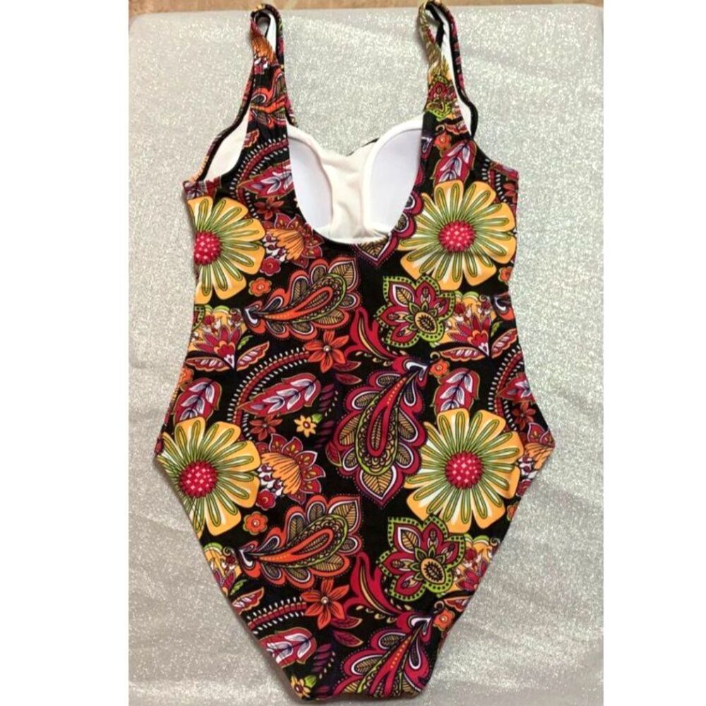 Nicole Miller Floral Paisley One-Piece Swimsuit – Retro Boho Print Size M - Picture 5 of 9